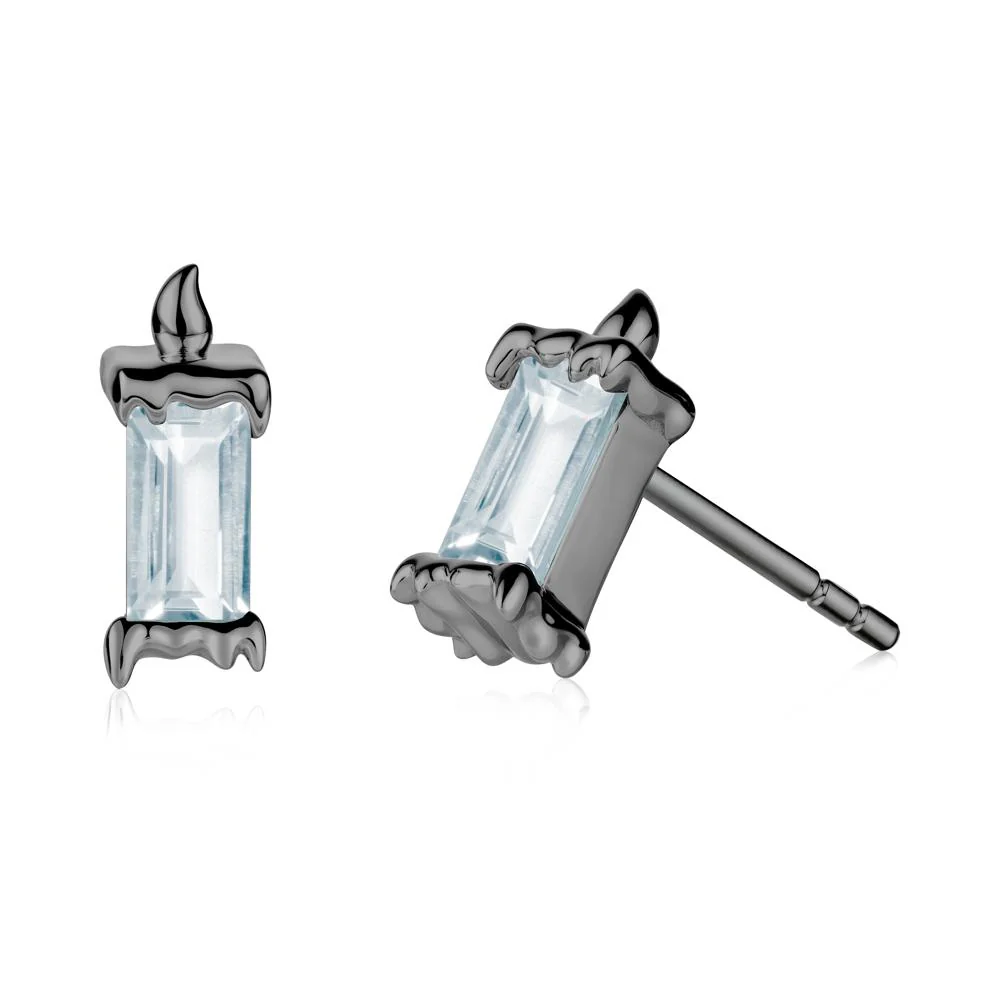 Whimsical Baguette Aquamarine Candle Inspired Earrings - Image 8