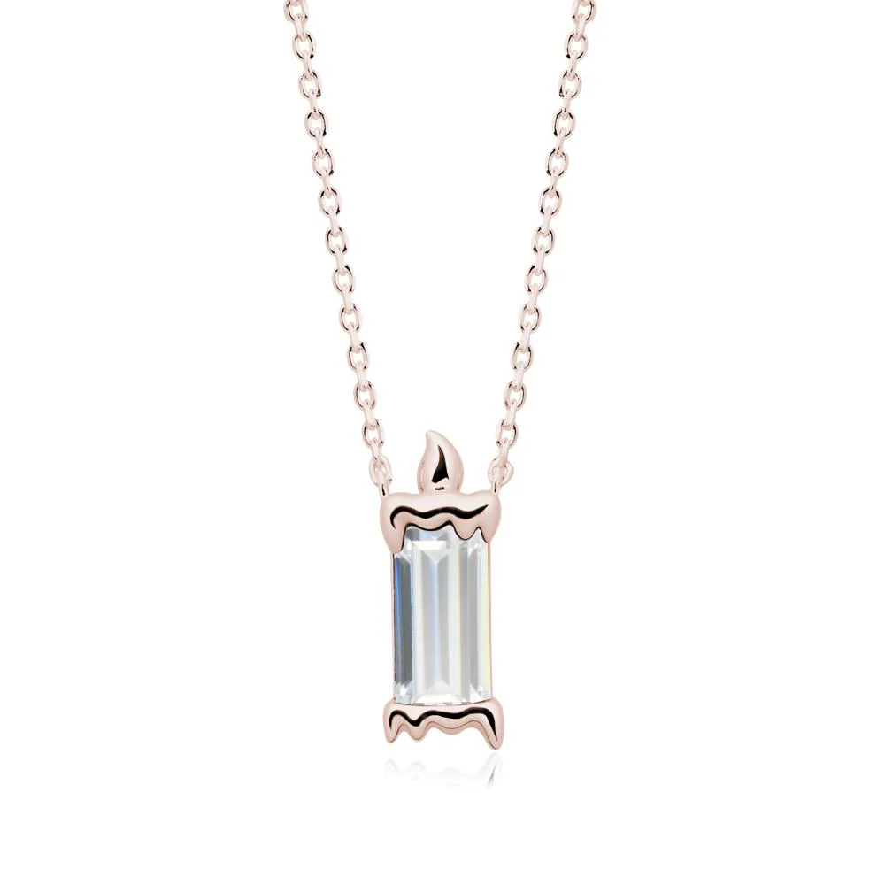 Whimsical Baguette Cubic Zirconia Candle Inspired Necklace - Image 2