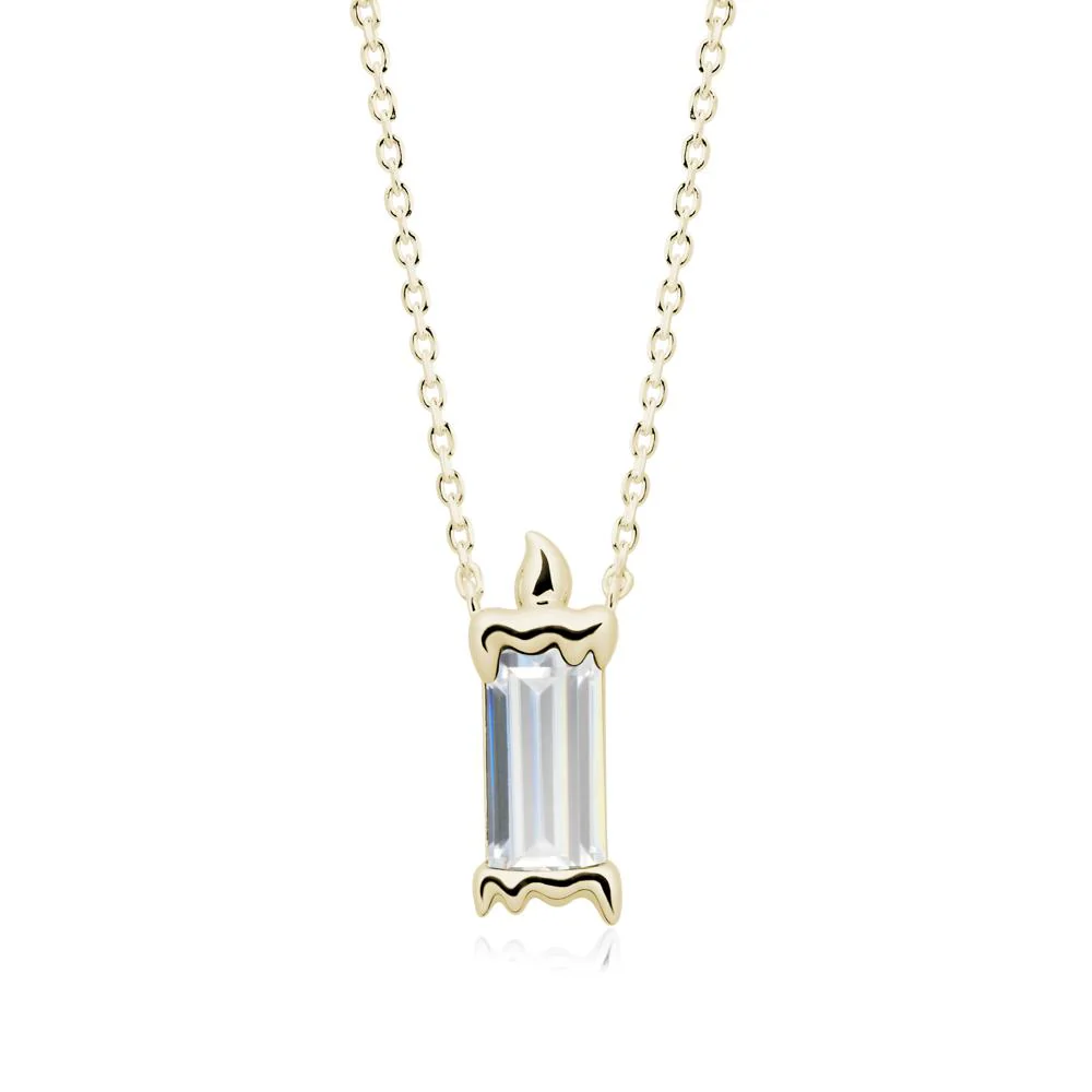 Whimsical Baguette Cubic Zirconia Candle Inspired Necklace - Image 3