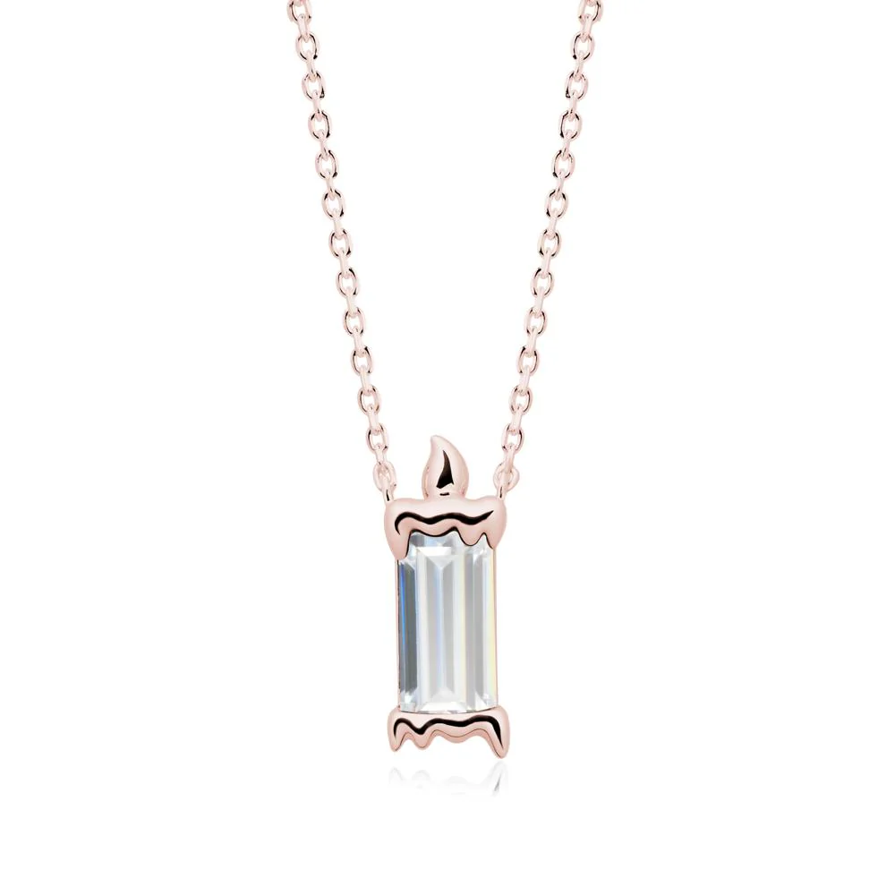 Whimsical Baguette Cubic Zirconia Candle Inspired Necklace - Image 4