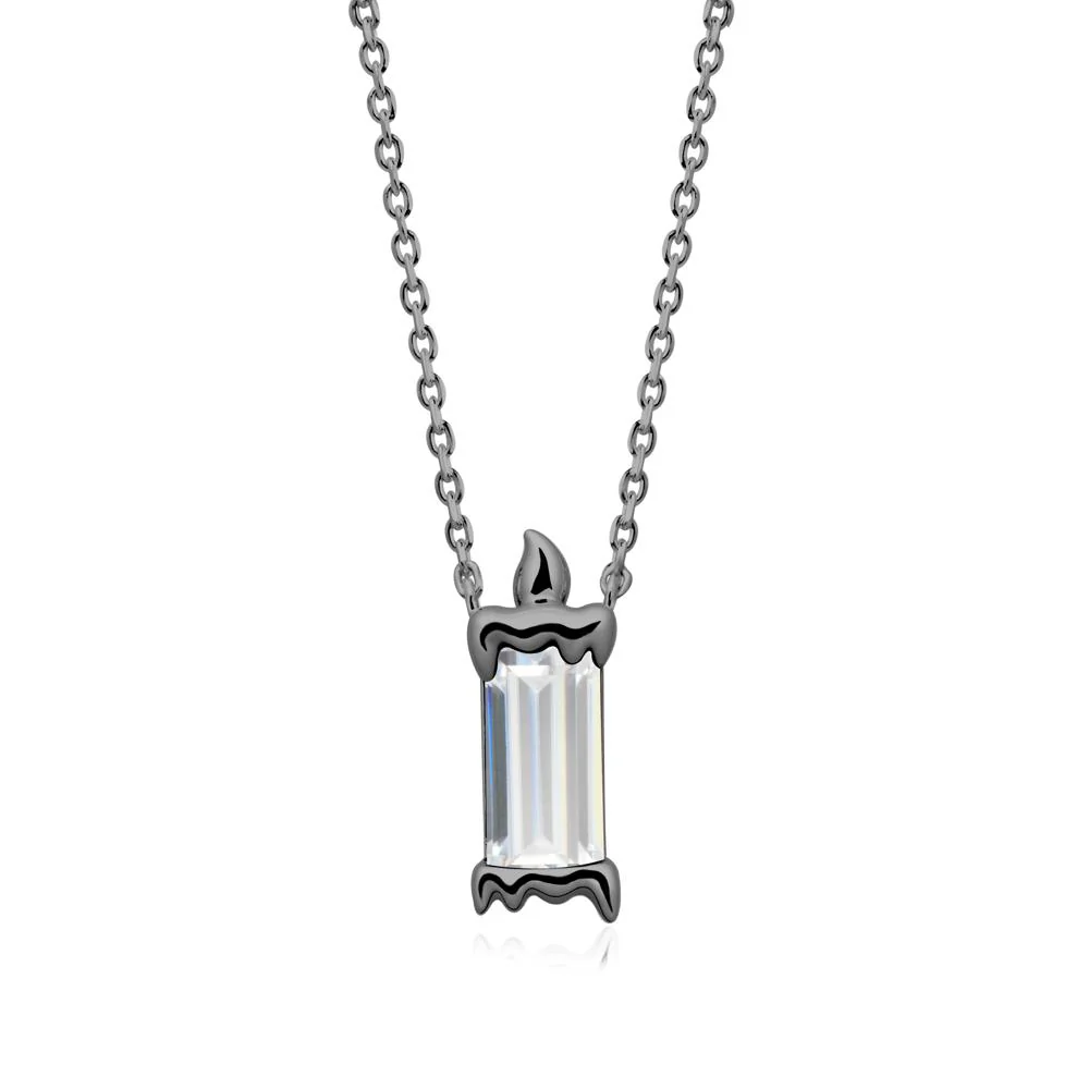 Whimsical Baguette Cubic Zirconia Candle Inspired Necklace - Image 7