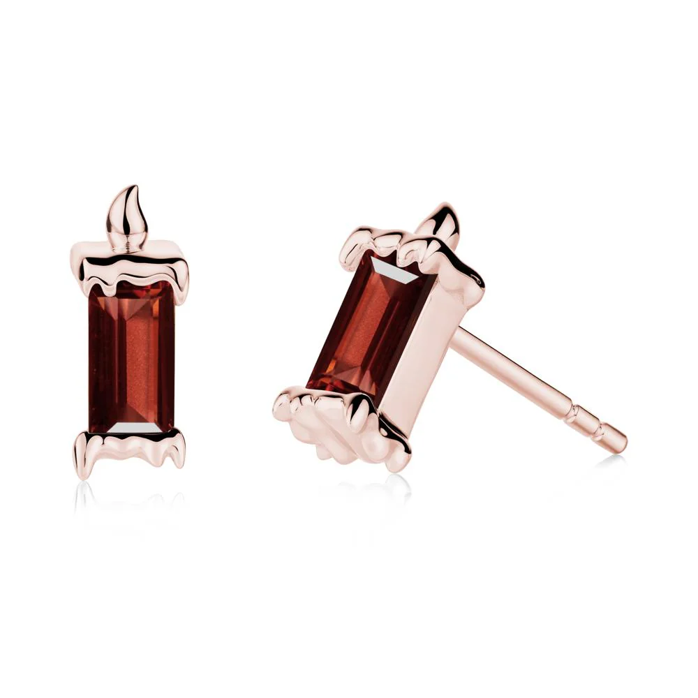 Whimsical Baguette Garnet Candle Inspired Earrings - Image 2