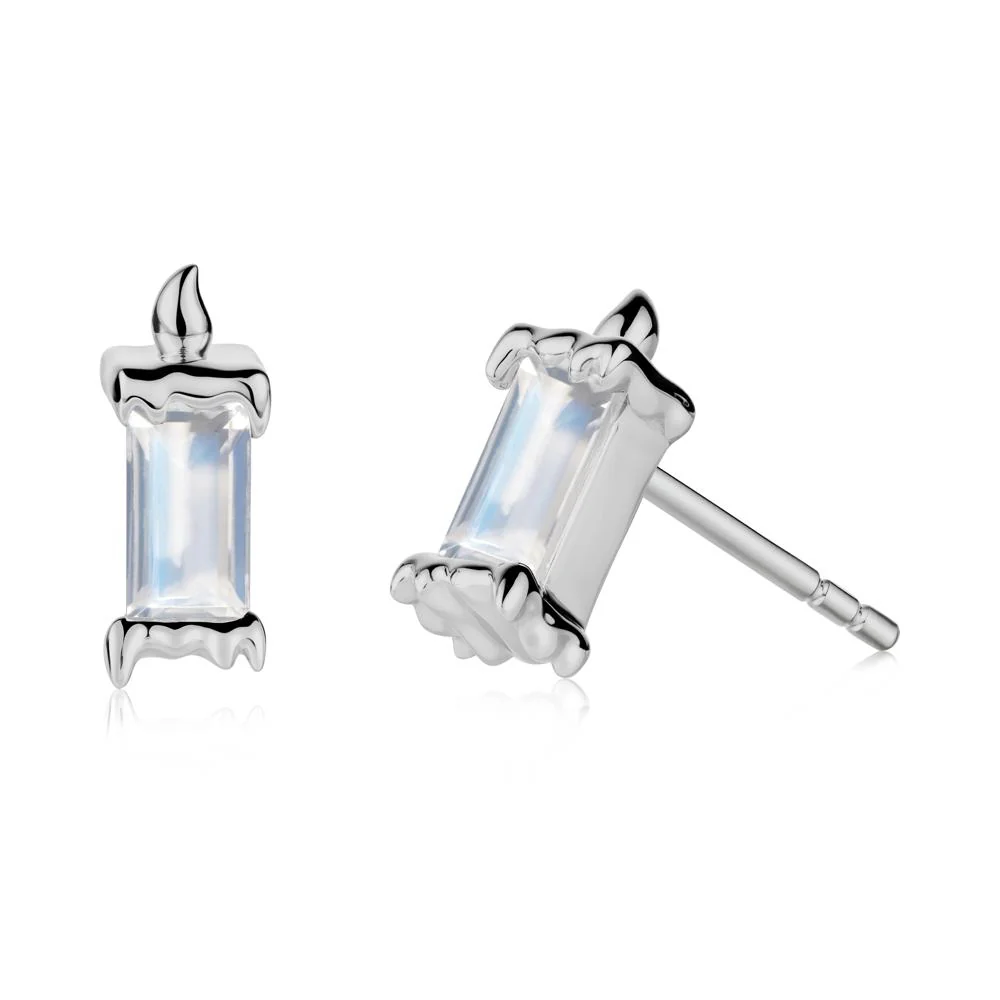 Whimsical Baguette Moonstone Candle Inspired Earrings - Image 4