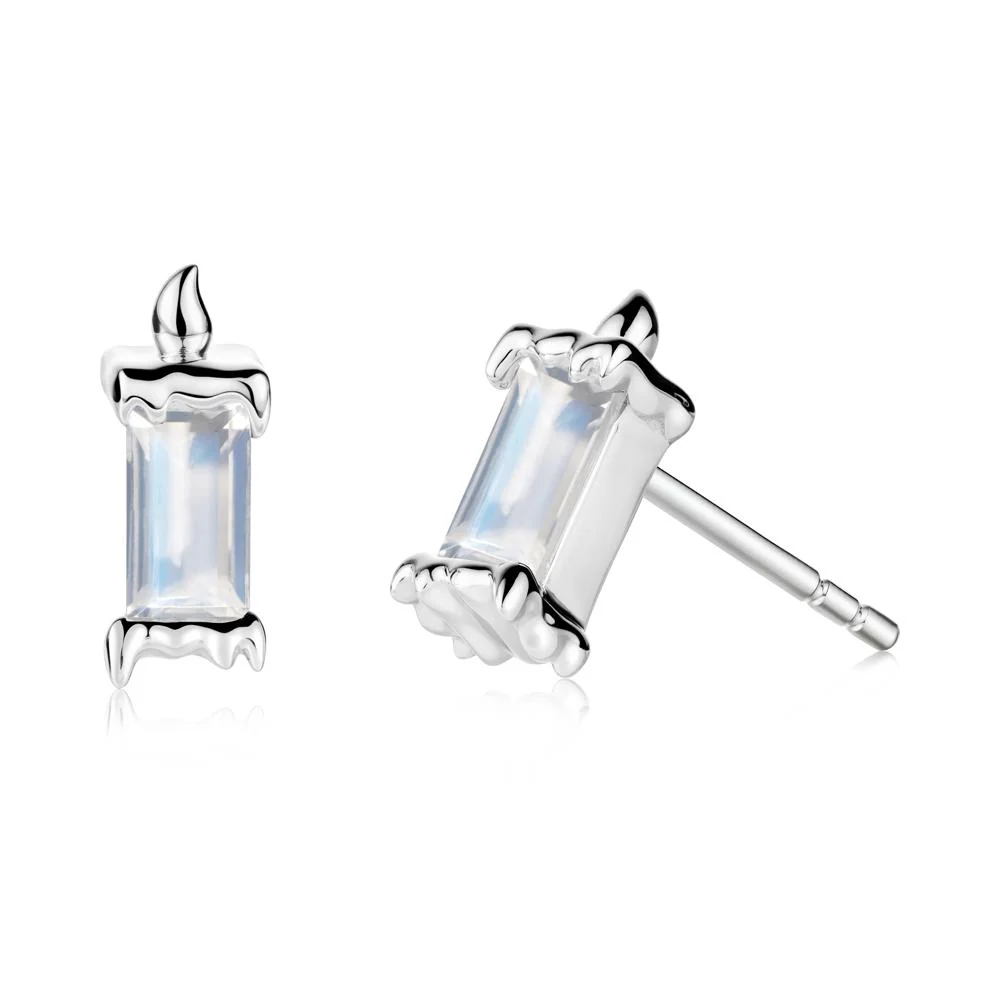 Whimsical Baguette Moonstone Candle Inspired Earrings - Image 5