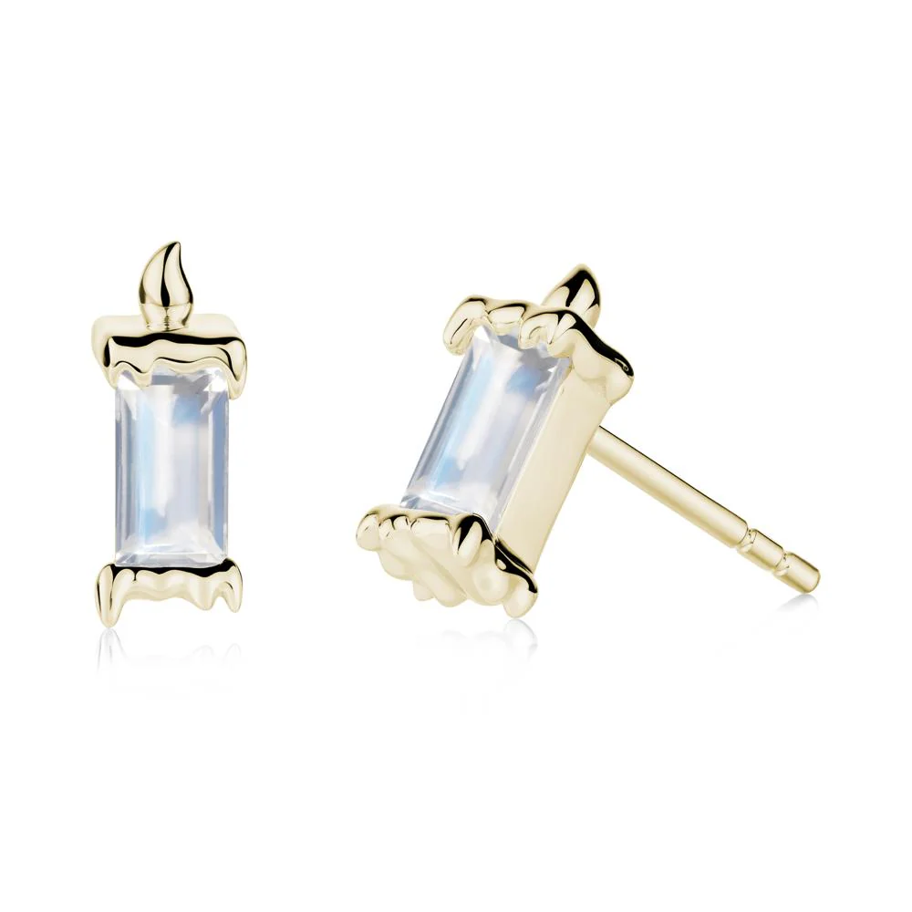 Whimsical Baguette Moonstone Candle Inspired Earrings - Image 6