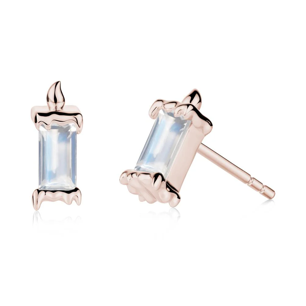 Whimsical Baguette Moonstone Candle Inspired Earrings - Image 7