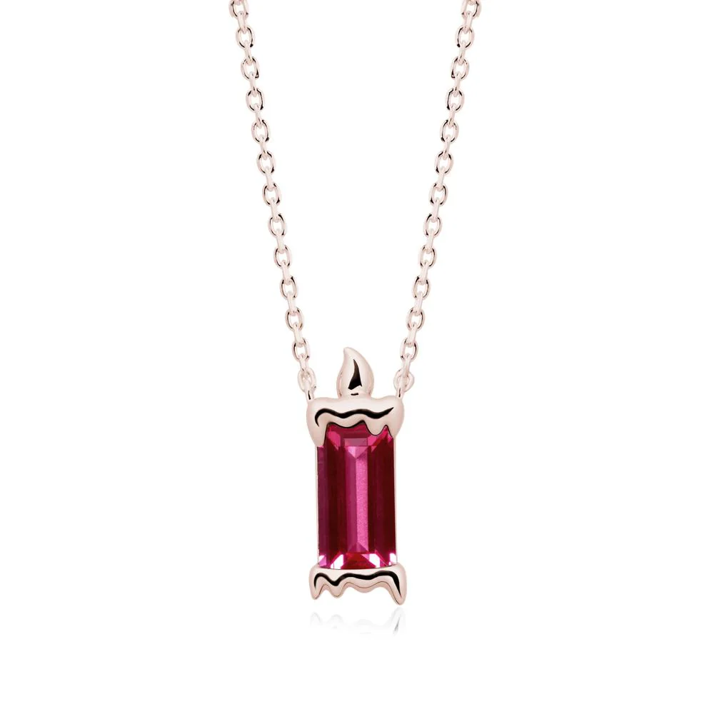 Whimsical Baguette Ruby Candle Inspired Necklace - Image 2