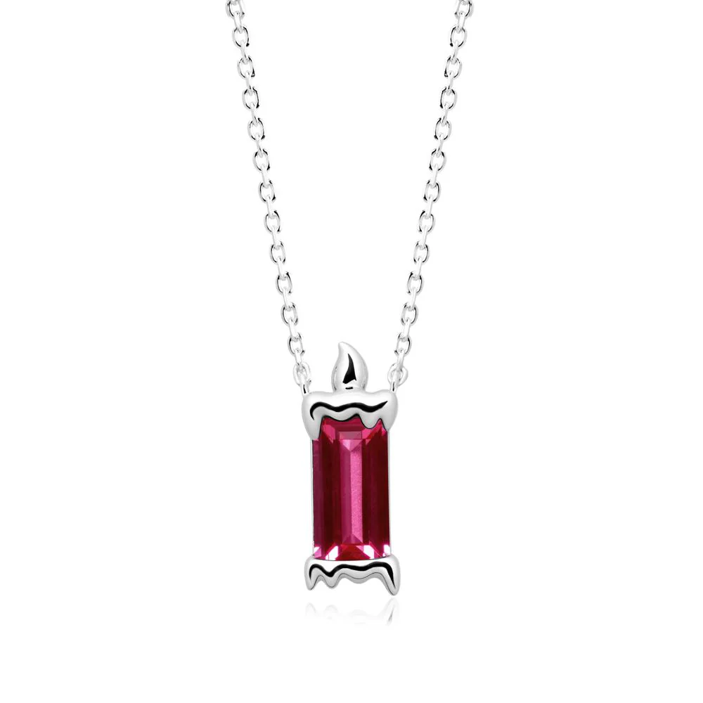 Whimsical Baguette Ruby Candle Inspired Necklace - Image 3