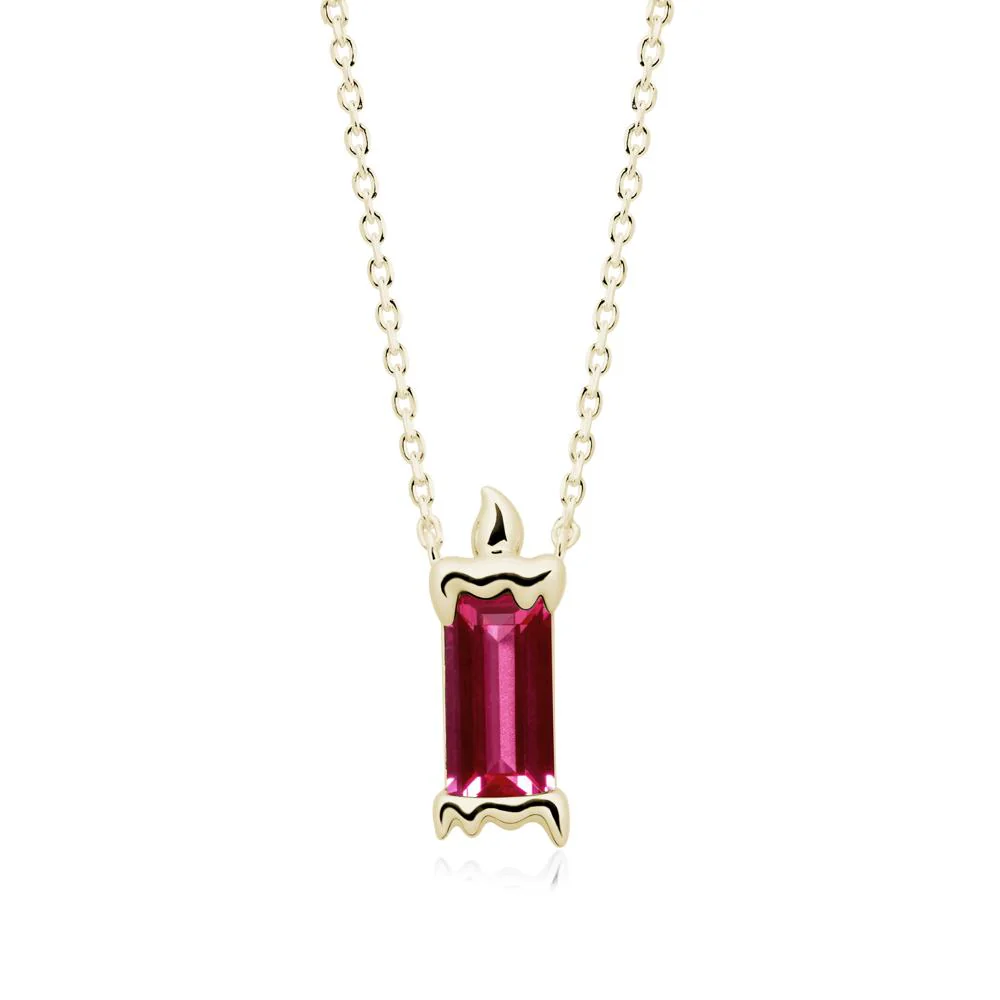 Whimsical Baguette Ruby Candle Inspired Necklace - Image 4