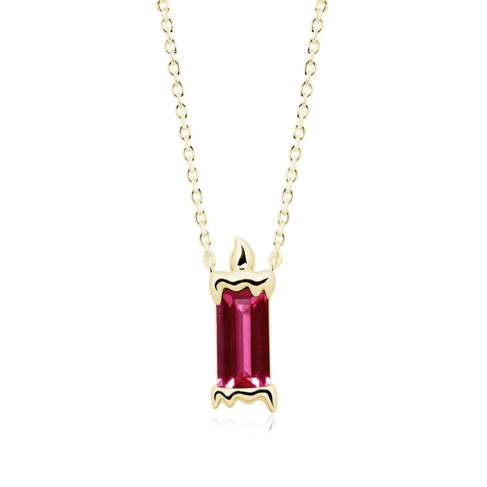 Whimsical Baguette Ruby Candle Inspired Necklace - Image 7