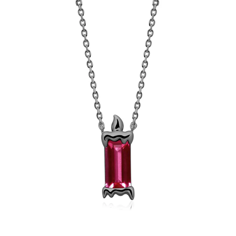 Whimsical Baguette Ruby Candle Inspired Necklace - Image 8