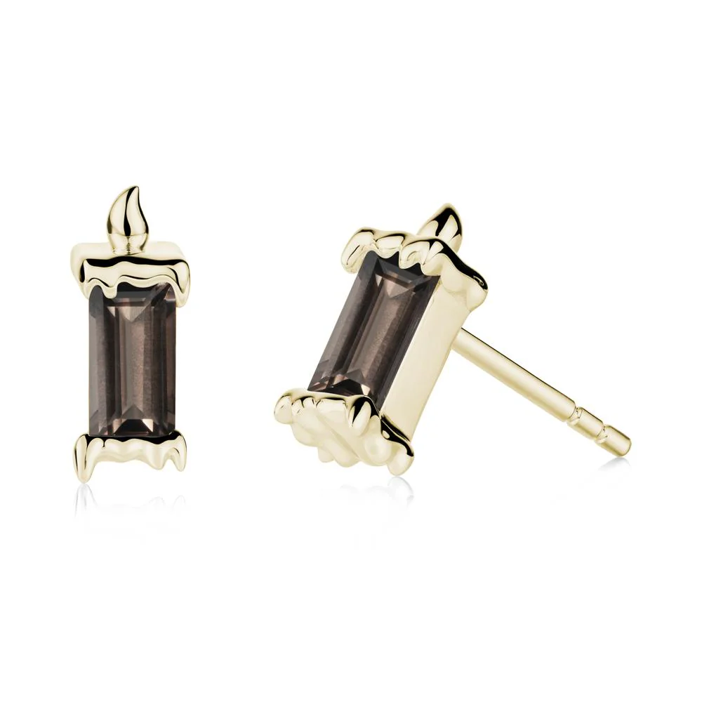 Whimsical Baguette Smoky Quartz Candle Inspired Earrings