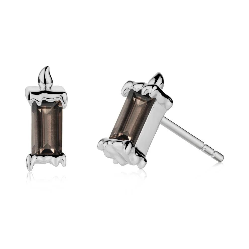 Whimsical Baguette Smoky Quartz Candle Inspired Earrings - Image 3