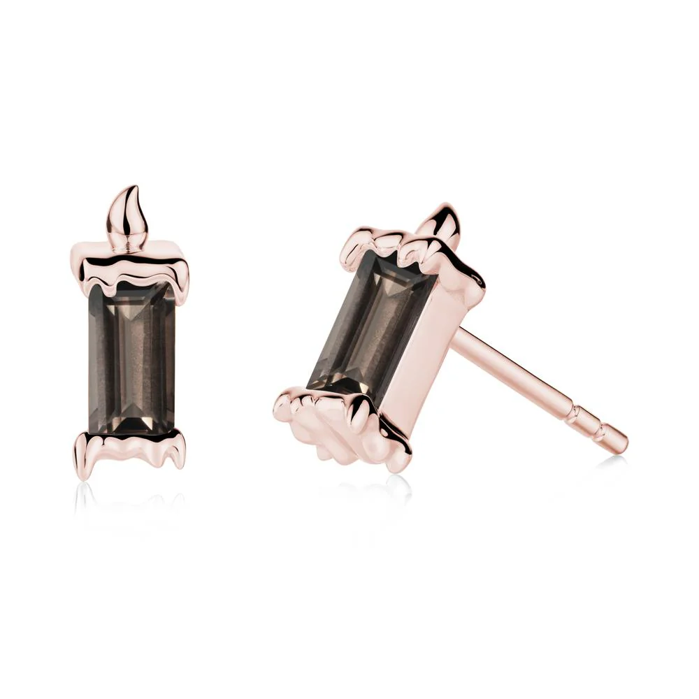 Whimsical Baguette Smoky Quartz Candle Inspired Earrings - Image 6