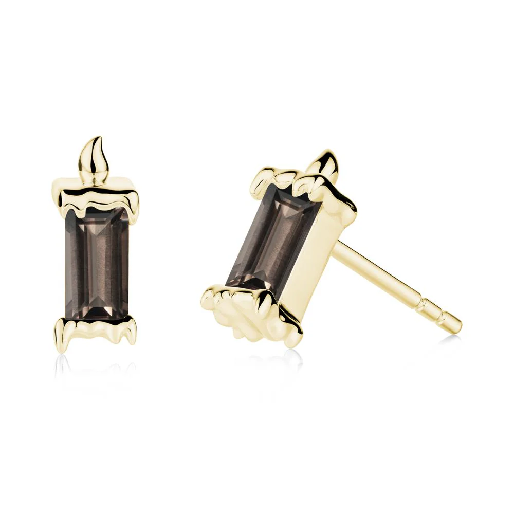 Whimsical Baguette Smoky Quartz Candle Inspired Earrings - Image 8