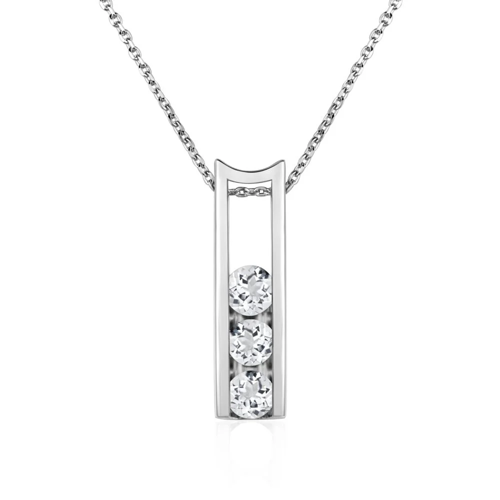 White Topaz 3 Stones Mothers Necklace - Image 3