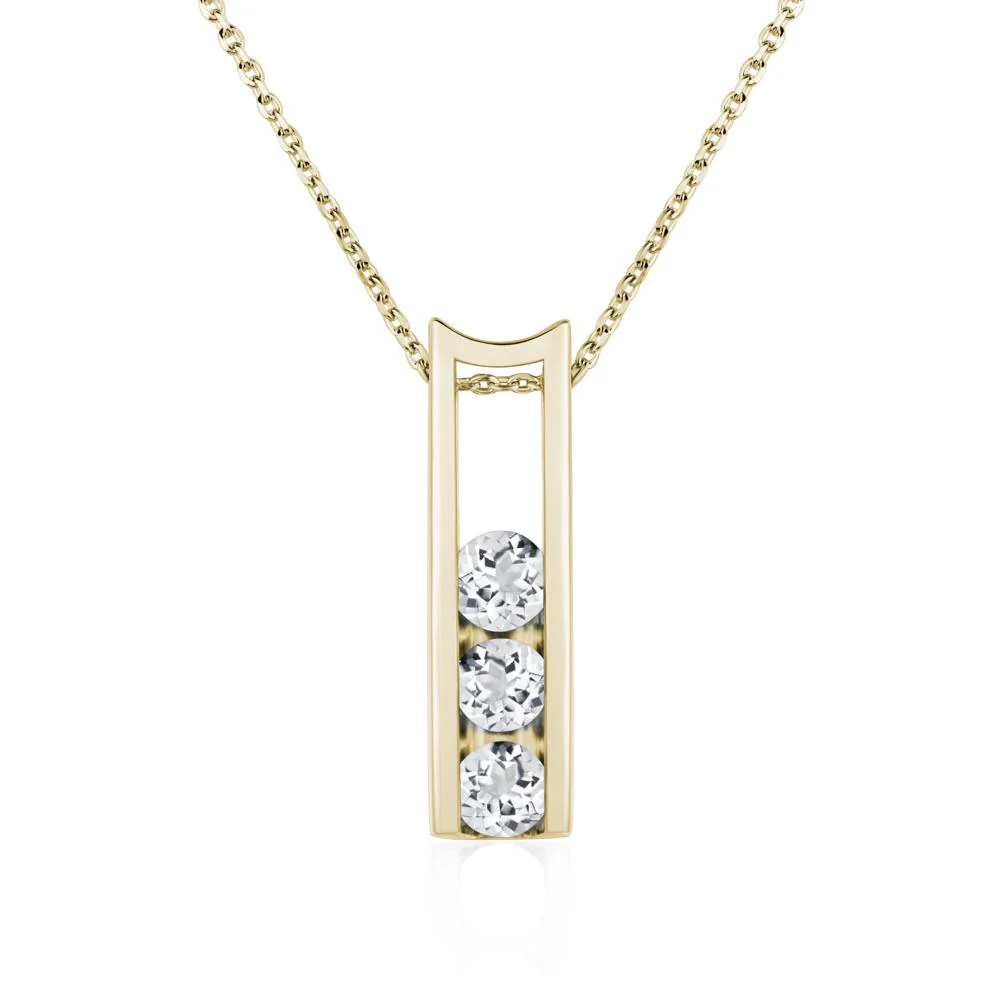 White Topaz 3 Stones Mothers Necklace - Image 4