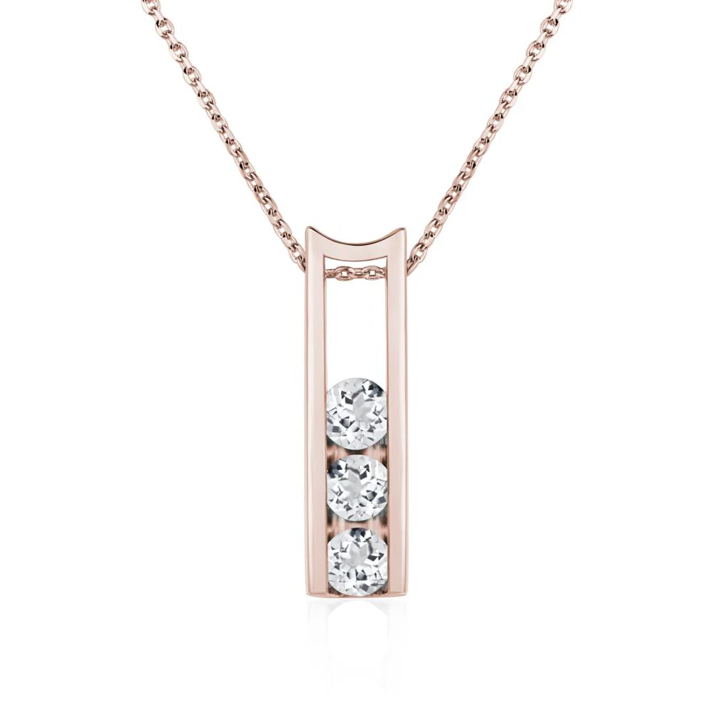 White Topaz 3 Stones Mothers Necklace - Image 5