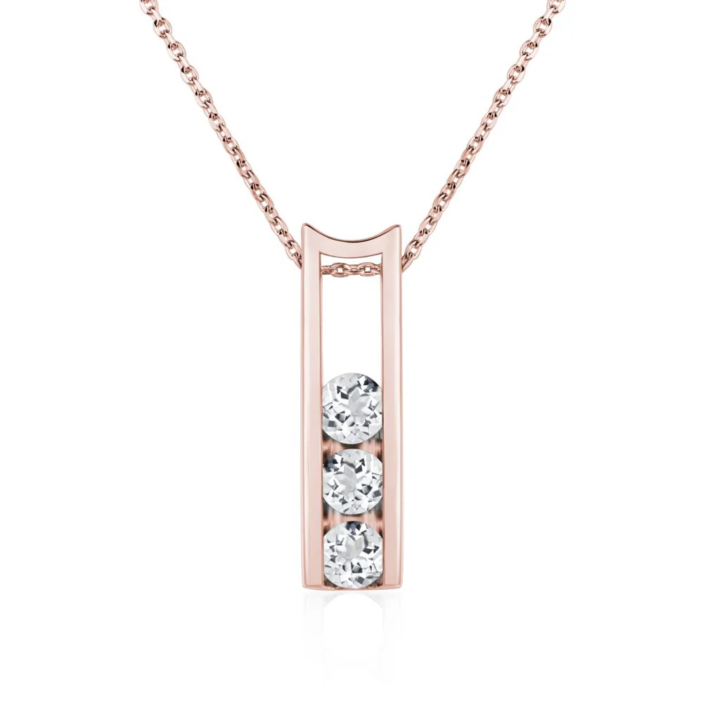 White Topaz 3 Stones Mothers Necklace - Image 9