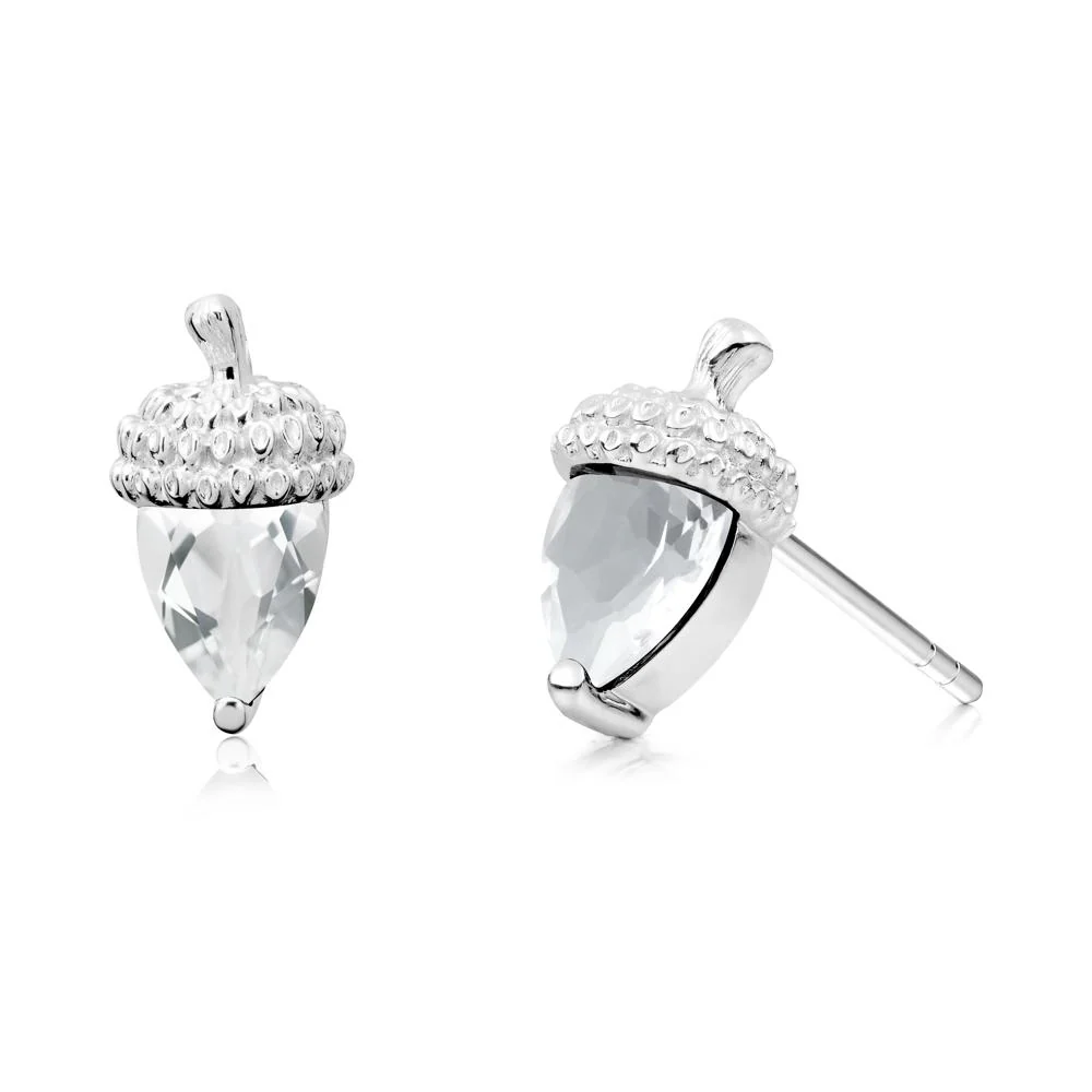 White Topaz Acorn Earrings - Image 8