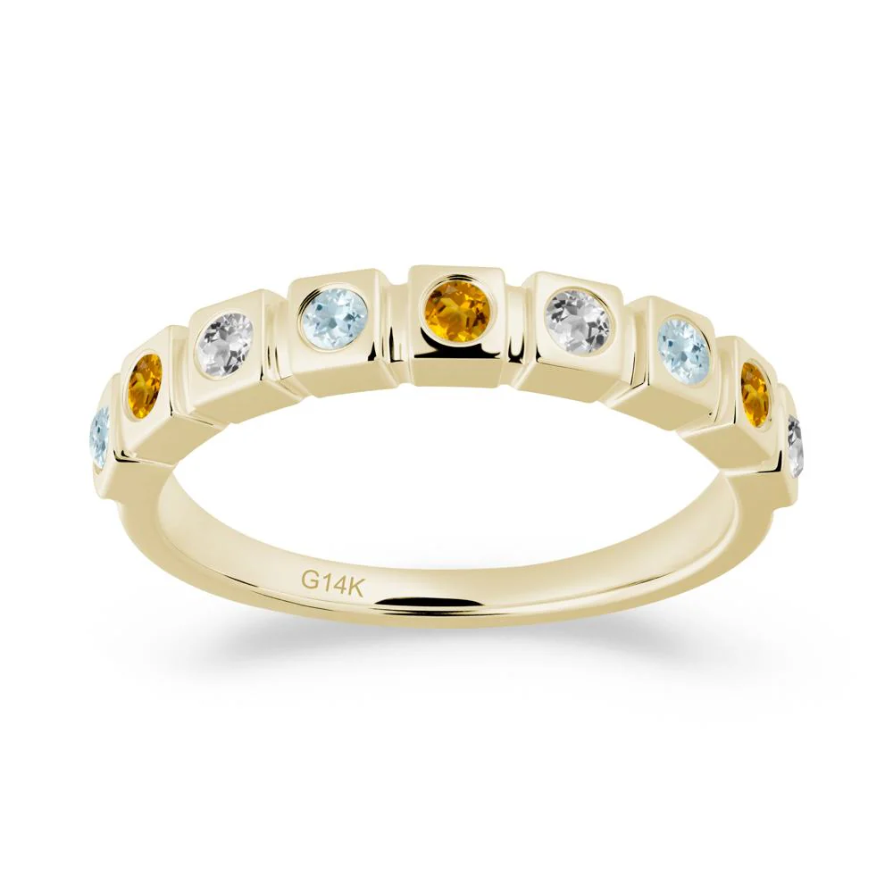 White Topaz and Aquamarine and Citrine Multi-Stone Ring - Image 3