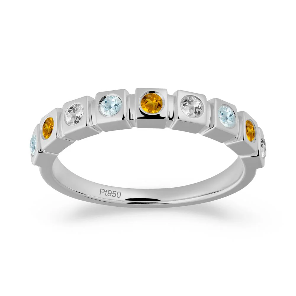 White Topaz and Aquamarine and Citrine Multi-Stone Ring - Image 5