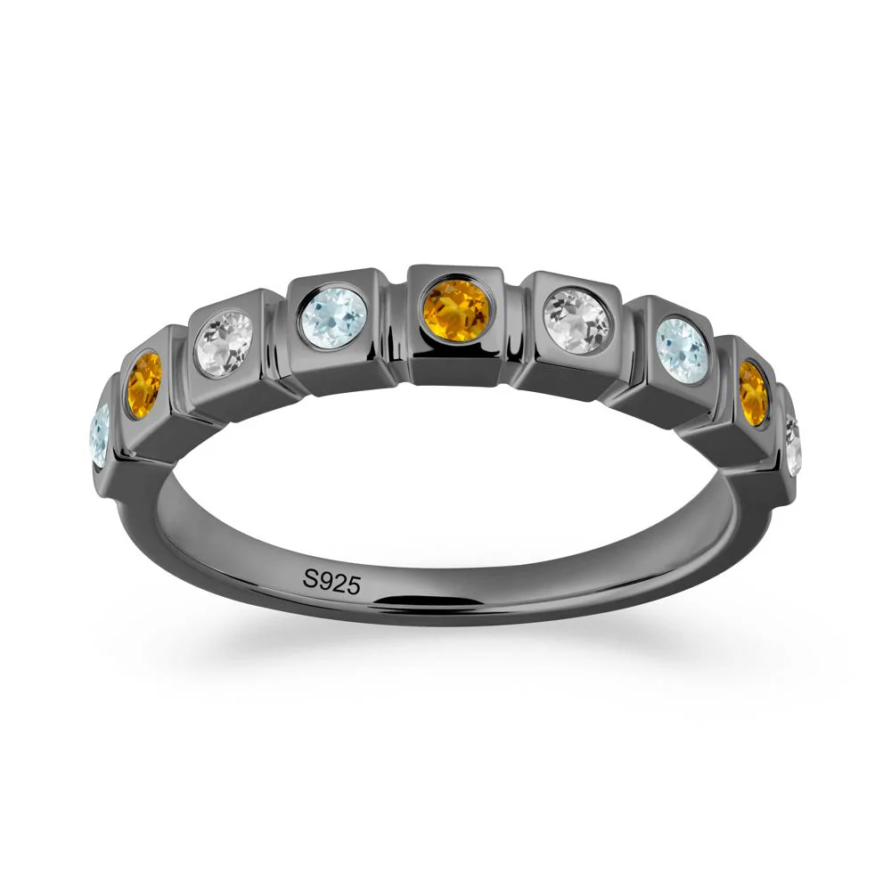 White Topaz and Aquamarine and Citrine Multi-Stone Ring - Image 8