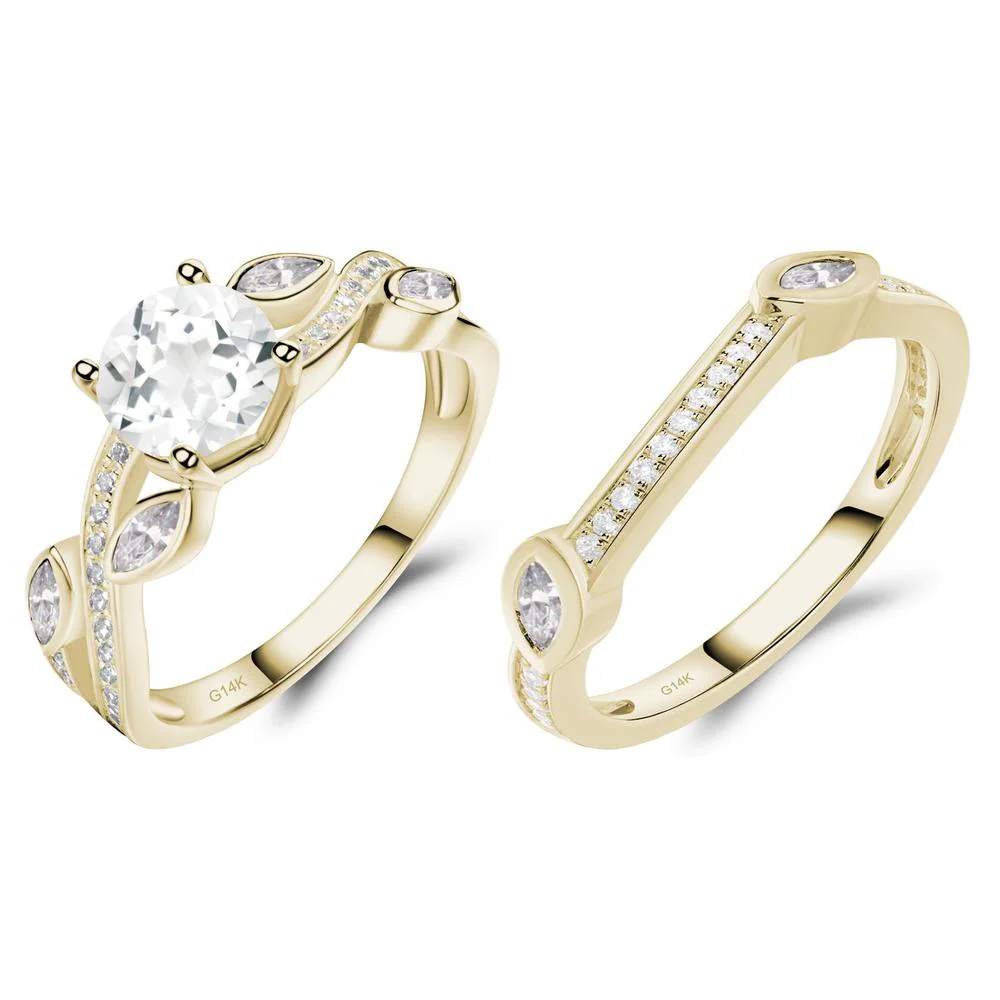 White Topaz Twisted Leaf Engagement Ring - Image 15