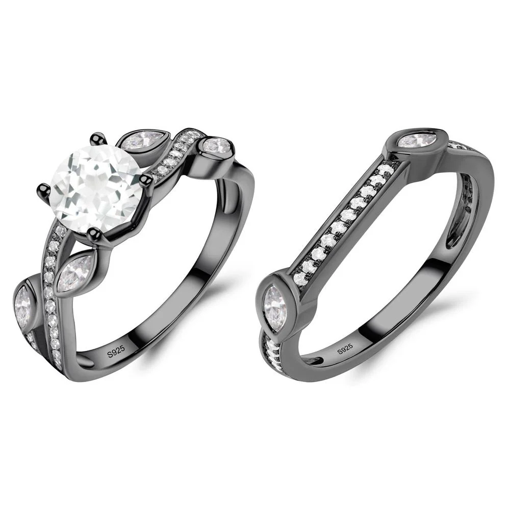 White Topaz Twisted Leaf Engagement Ring - Image 23