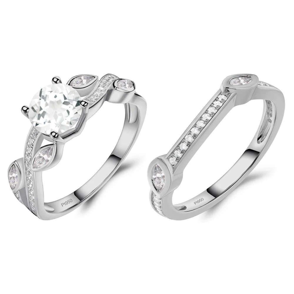 White Topaz Twisted Leaf Engagement Ring - Image 25