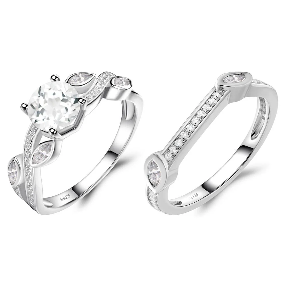 White Topaz Twisted Leaf Engagement Ring - Image 27