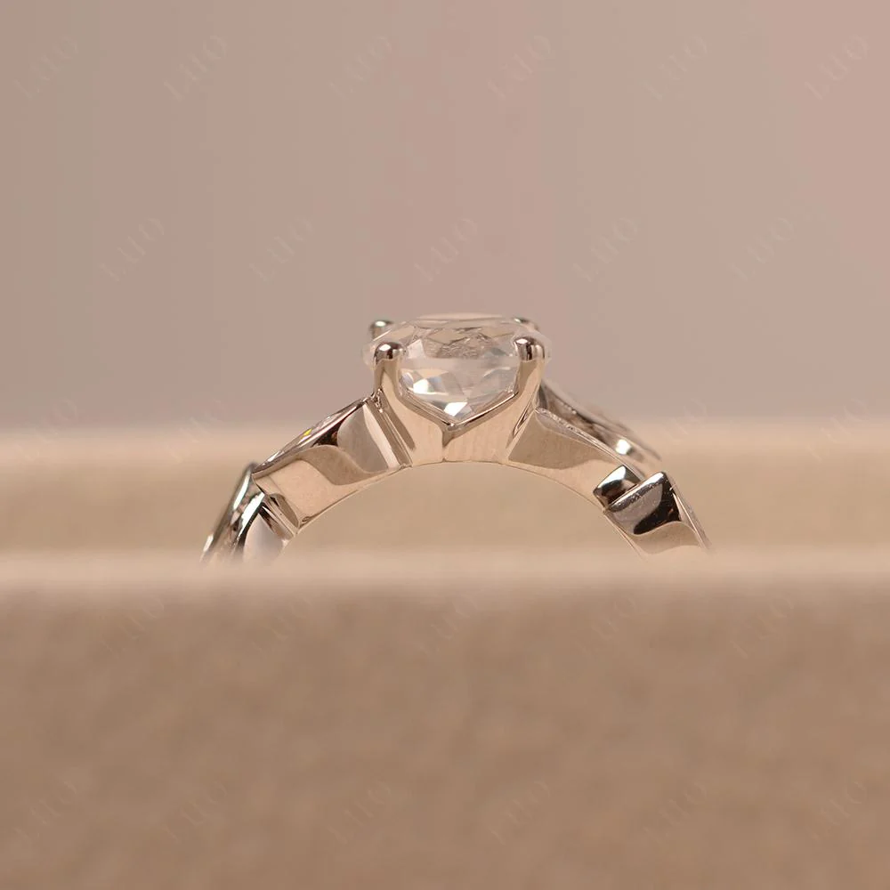 White Topaz Twisted Leaf Engagement Ring - Image 33