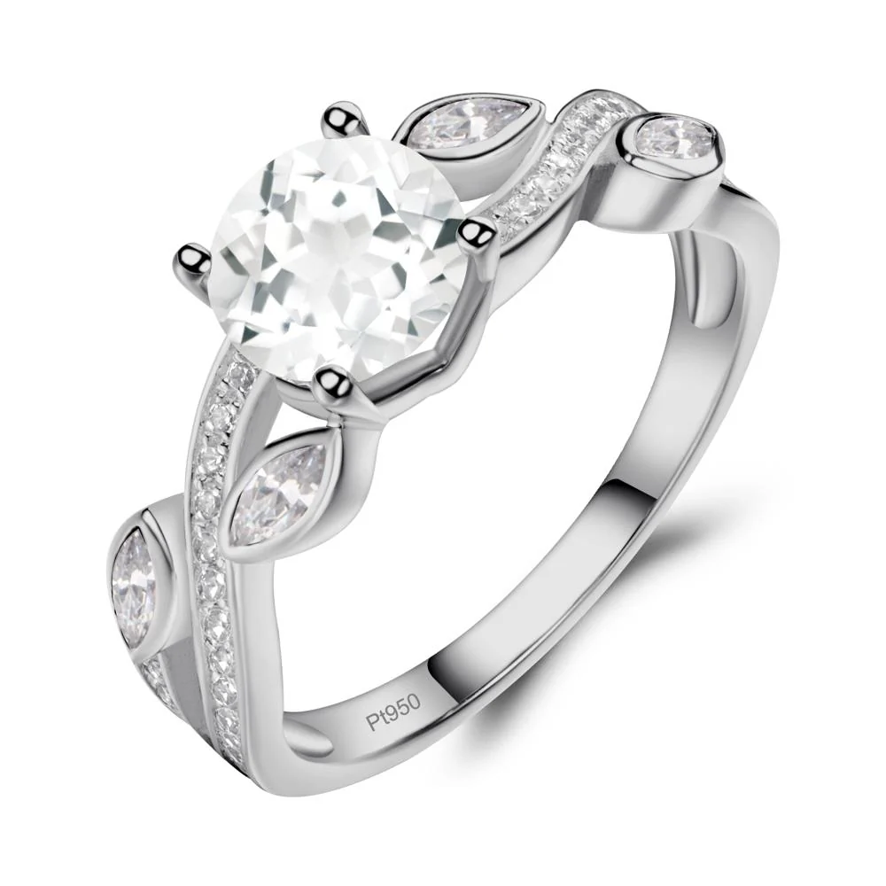 White Topaz Twisted Leaf Engagement Ring - Image 4