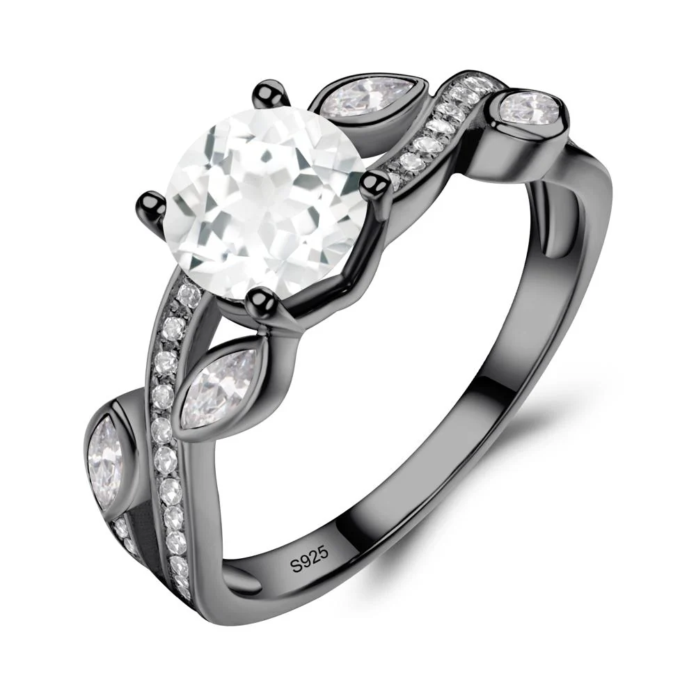 White Topaz Twisted Leaf Engagement Ring - Image 5