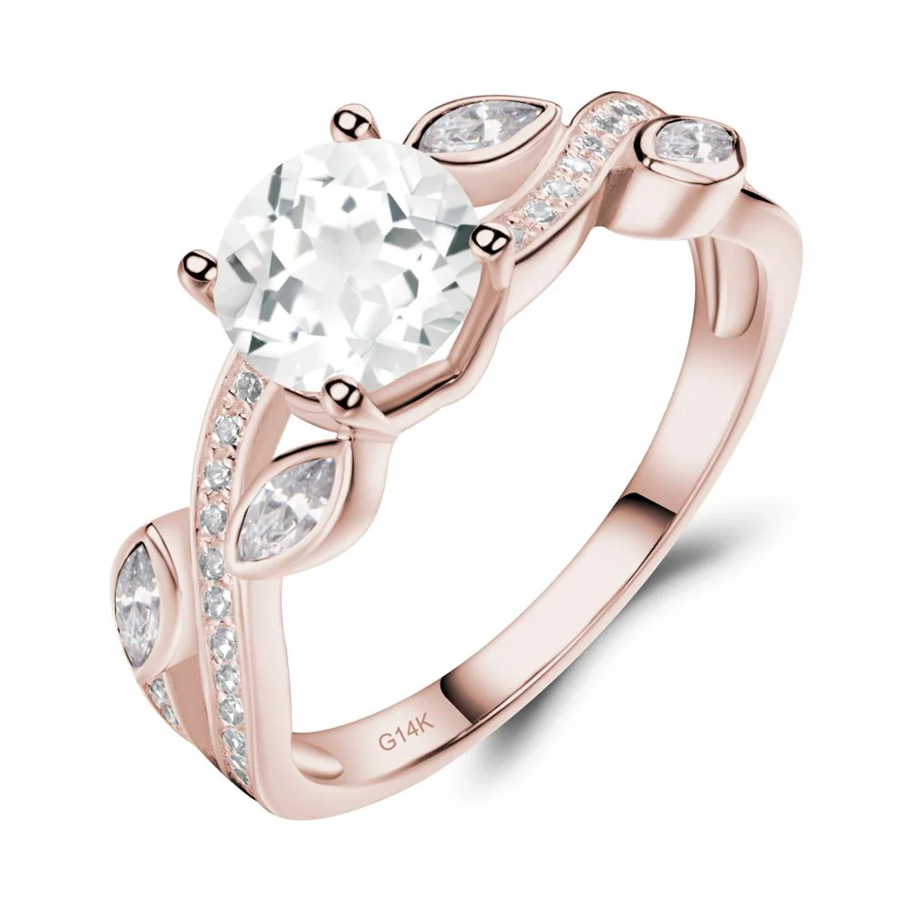 White Topaz Twisted Leaf Engagement Ring - Image 6