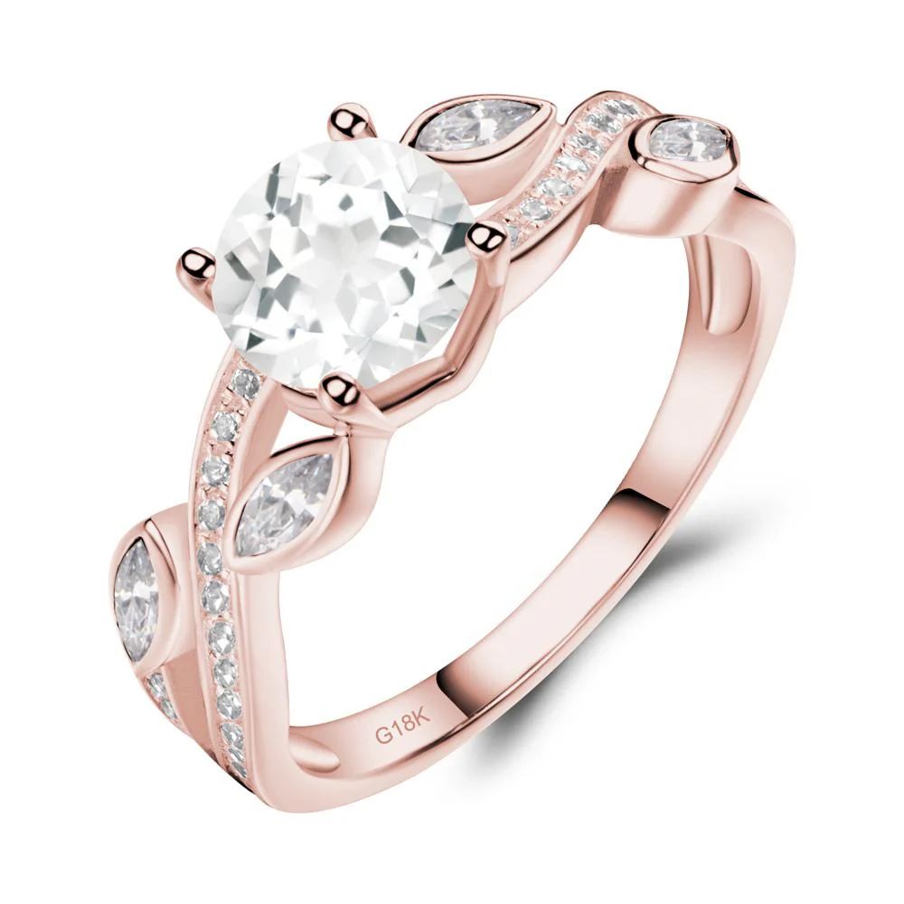 White Topaz Twisted Leaf Engagement Ring - Image 8