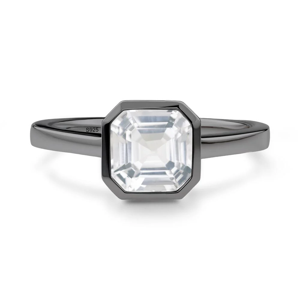 White Topaz Asscher Bezel Ring - Image 6