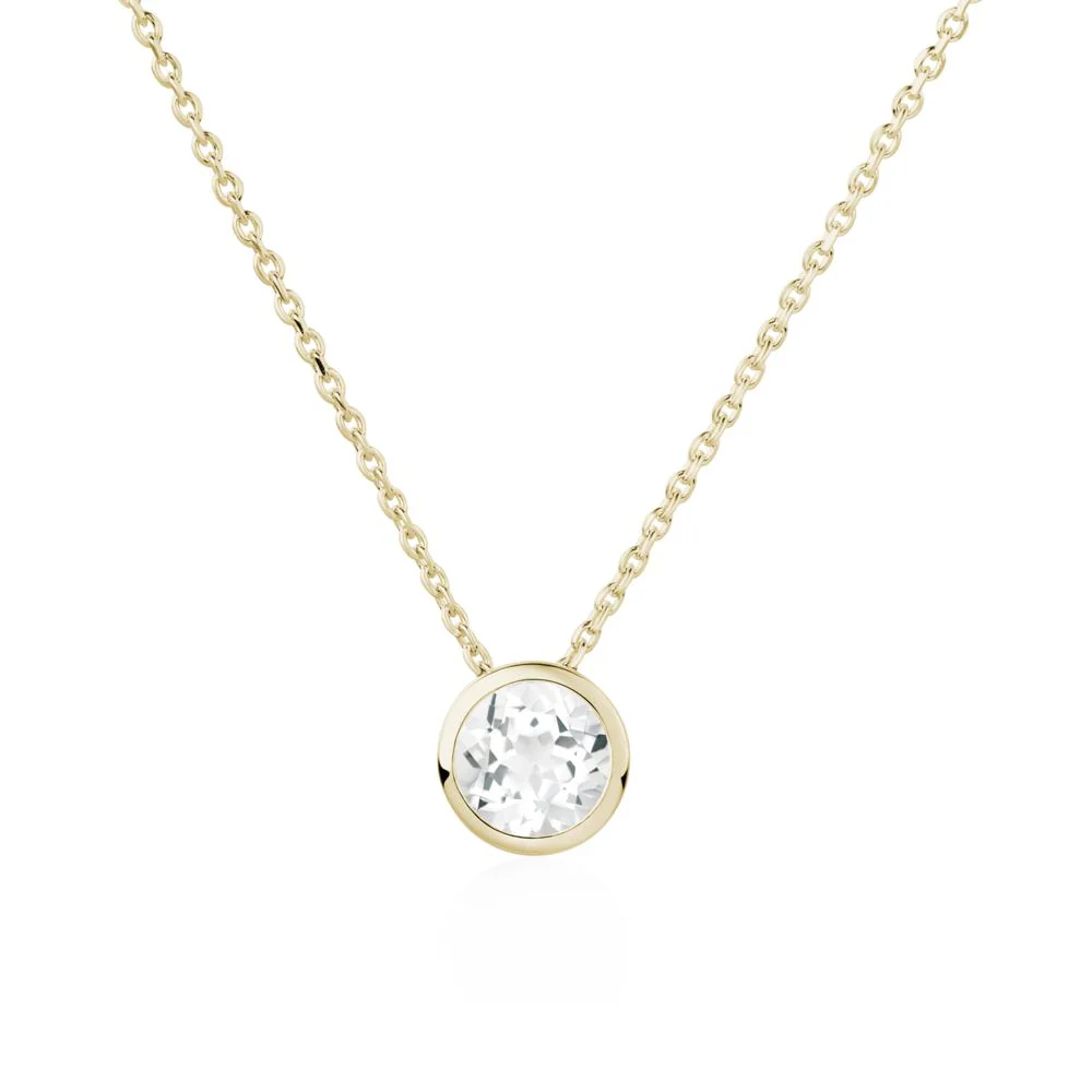 White Topaz Bezel Solitaire Necklace - Image 3