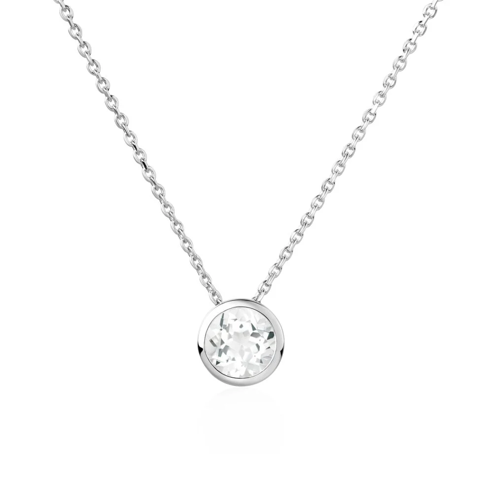 White Topaz Bezel Solitaire Necklace - Image 5