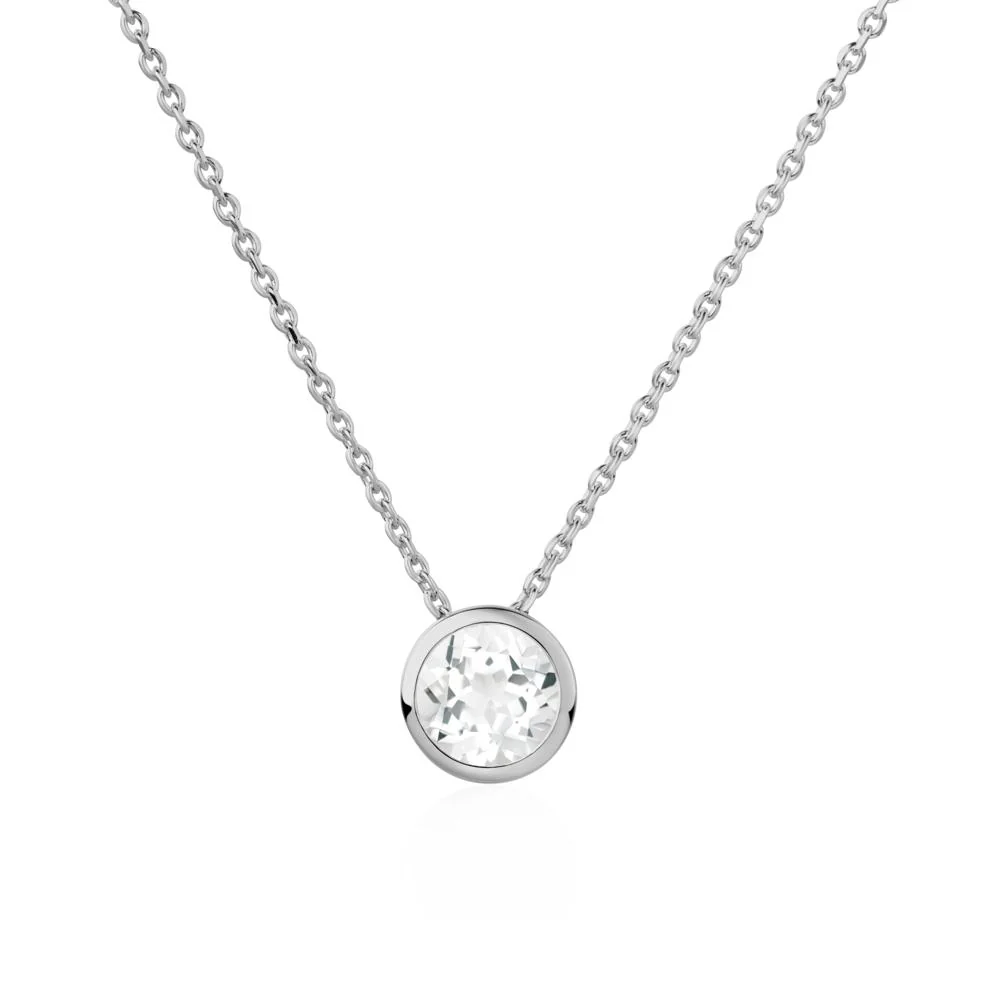 White Topaz Bezel Solitaire Necklace - Image 6