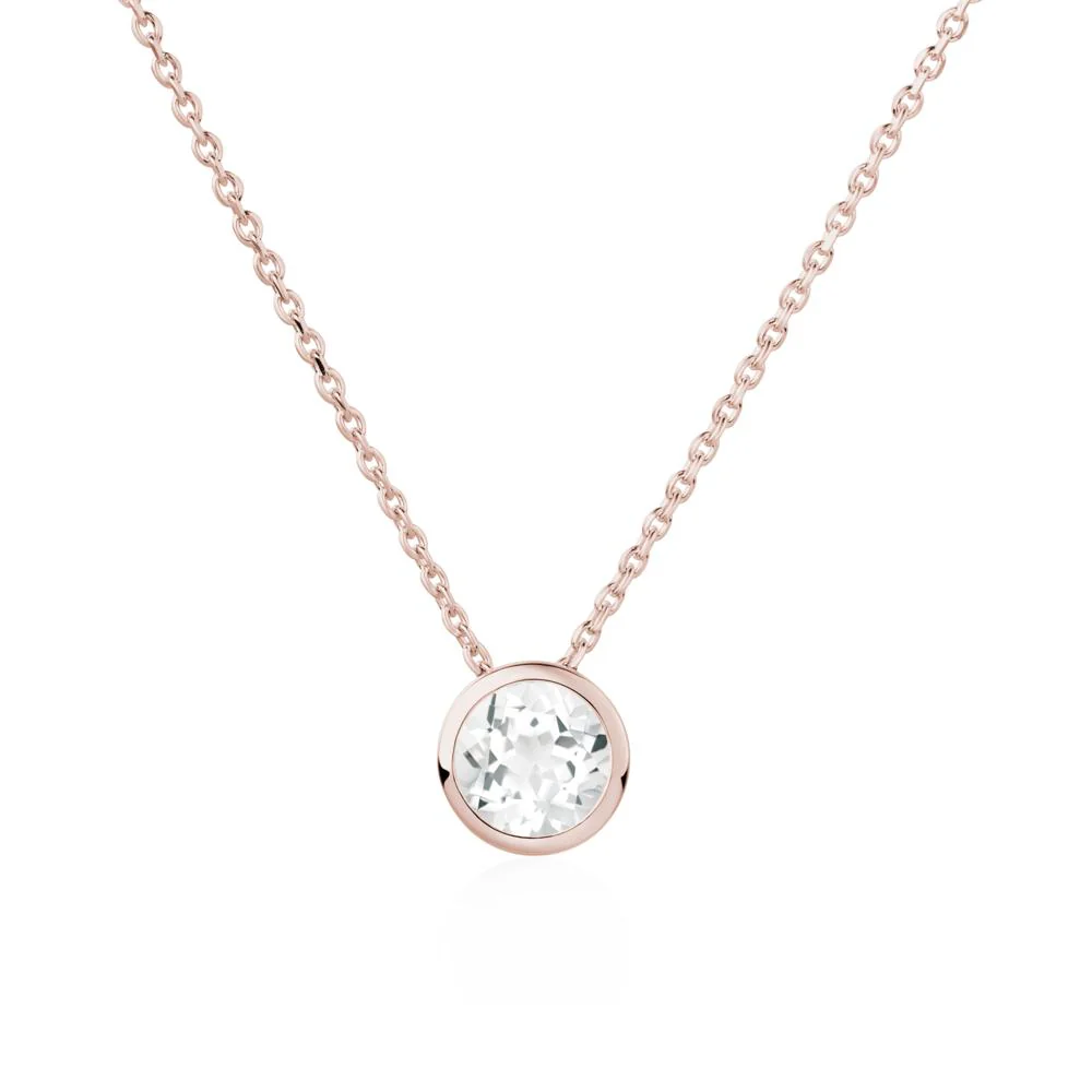 White Topaz Bezel Solitaire Necklace - Image 7