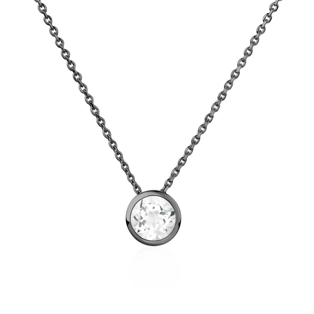 White Topaz Bezel Solitaire Necklace - Image 9