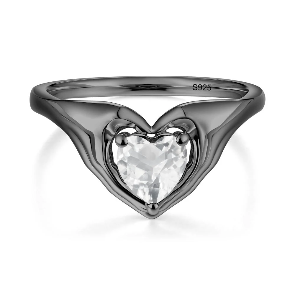White Topaz Claddagh Promise Ring - Image 5