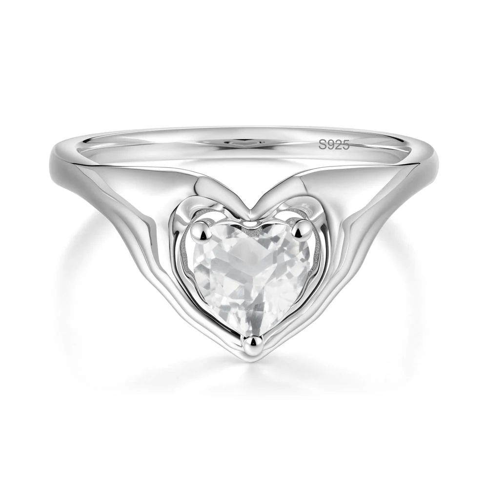 White Topaz Claddagh Promise Ring - Image 6