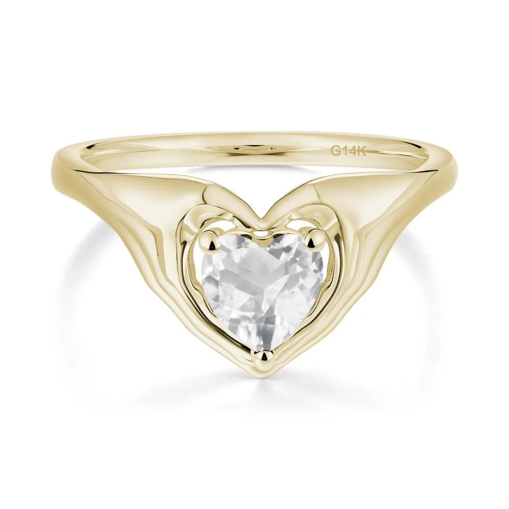White Topaz Claddagh Promise Ring - Image 8
