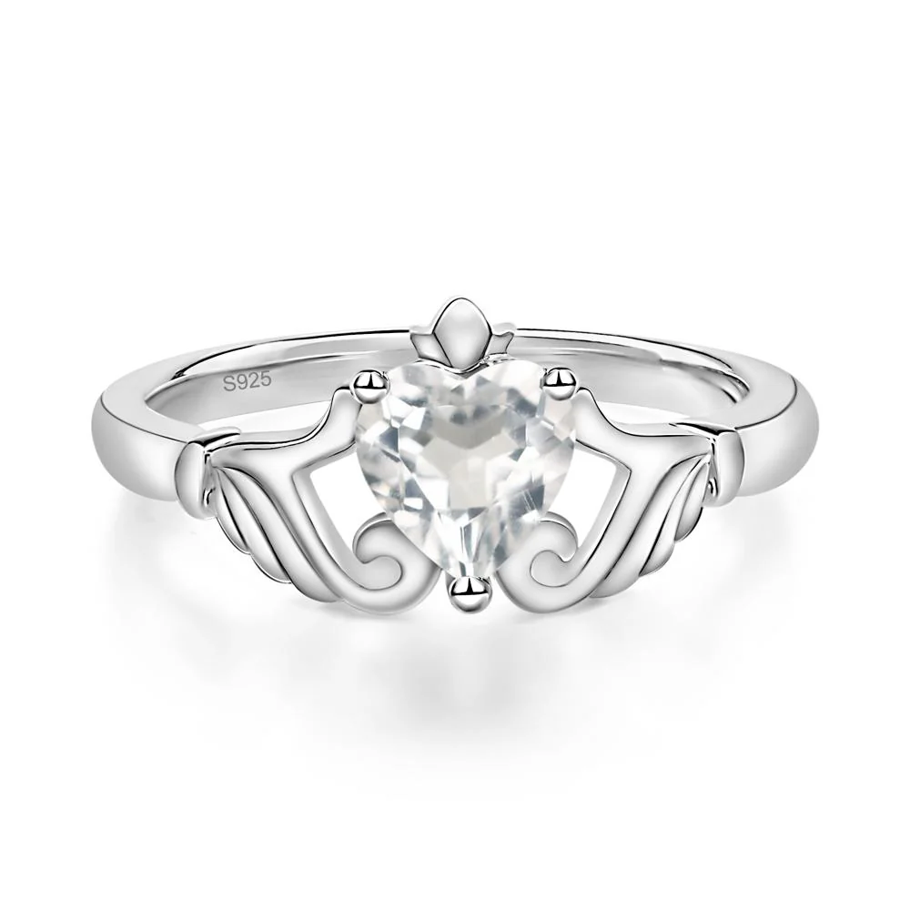 White Topaz Claddagh Ring