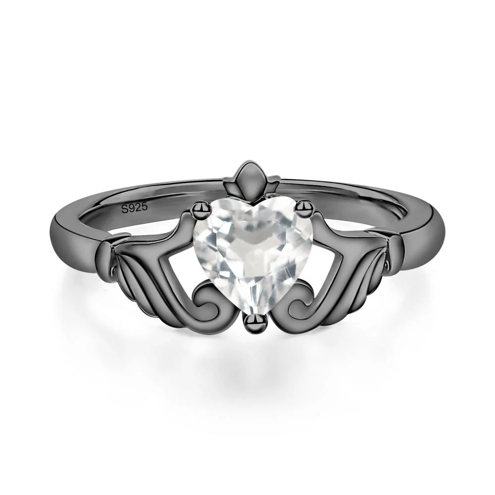 White Topaz Claddagh Ring - Image 2
