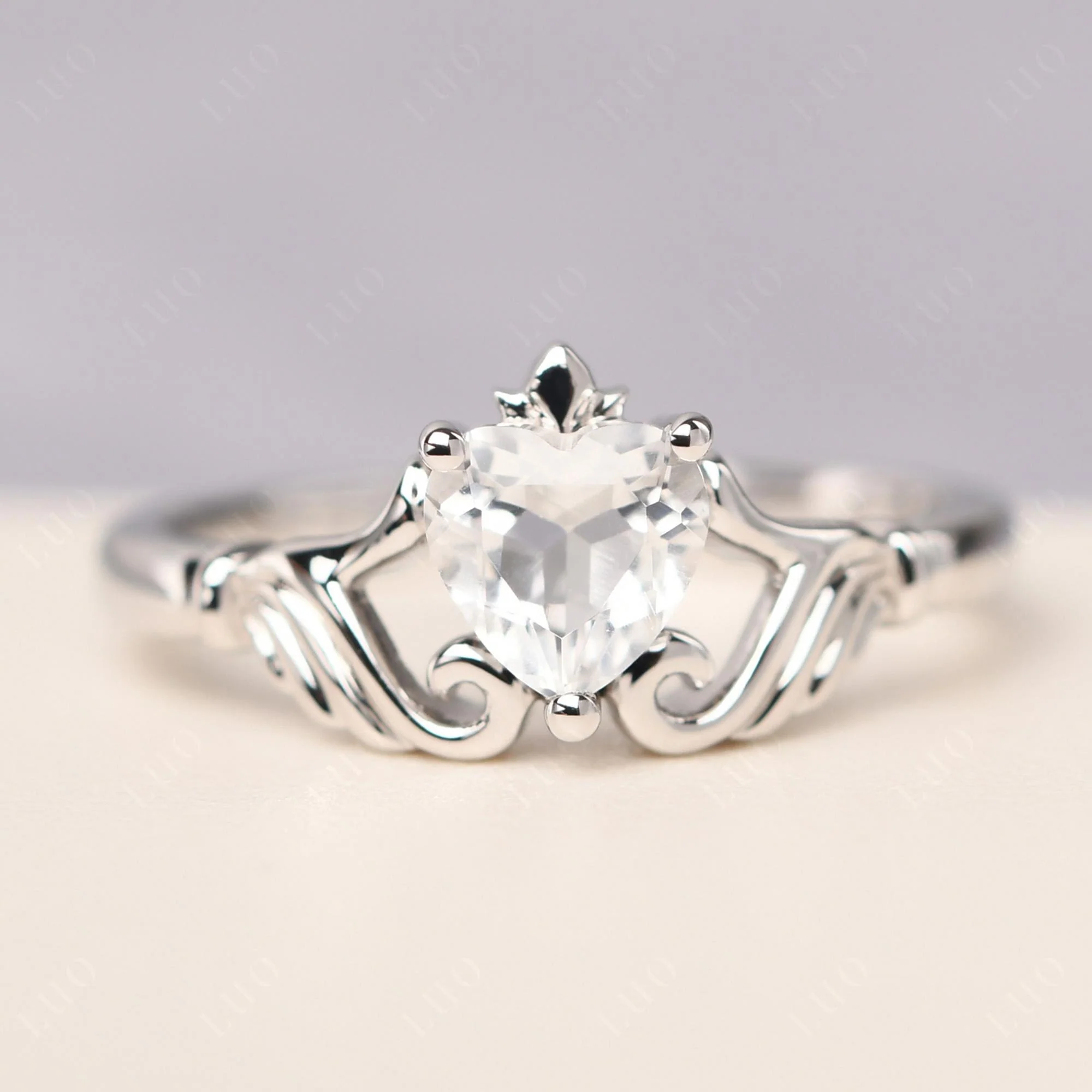 White Topaz Claddagh Ring - Image 29