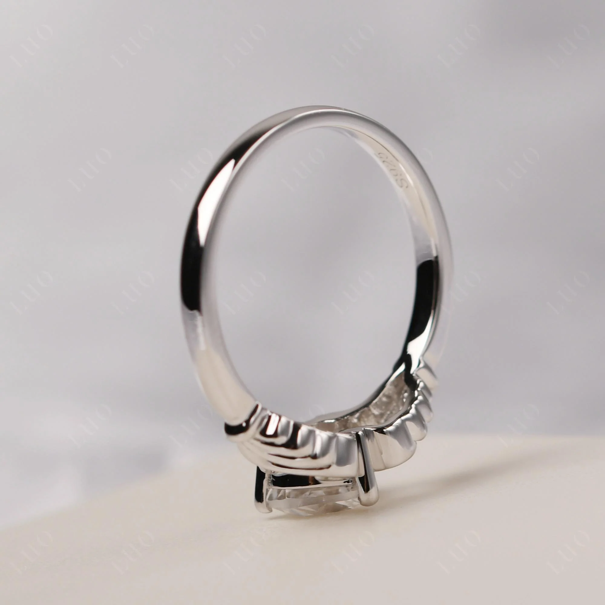 White Topaz Claddagh Ring - Image 32
