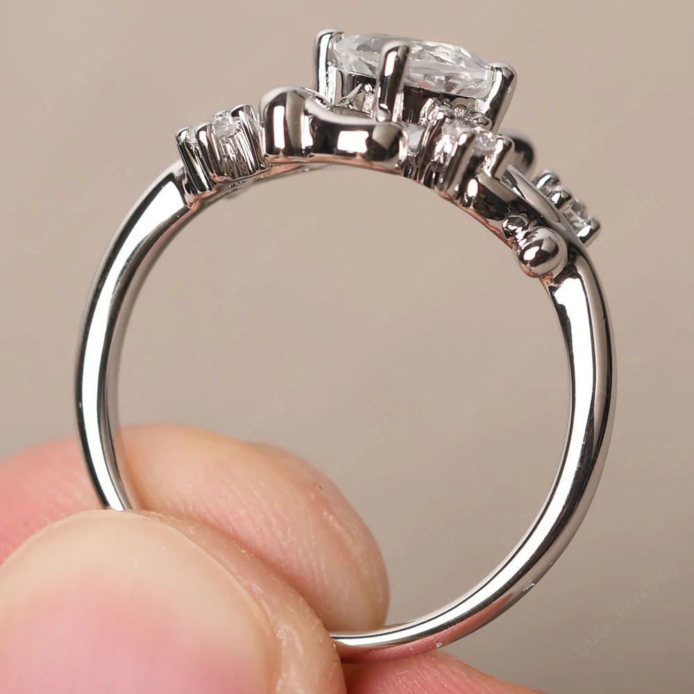 White Topaz Intricate Engagement Ring - Image 4